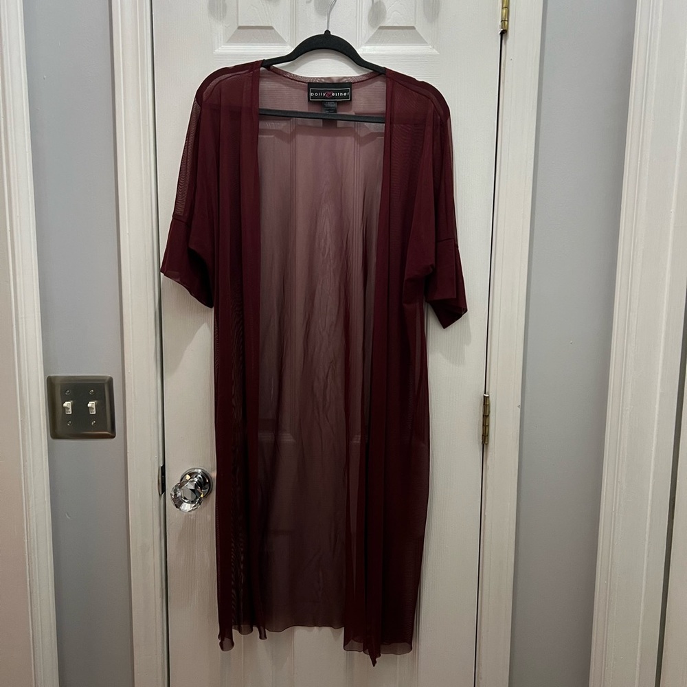 Sheer Burgundy Kimono Robe